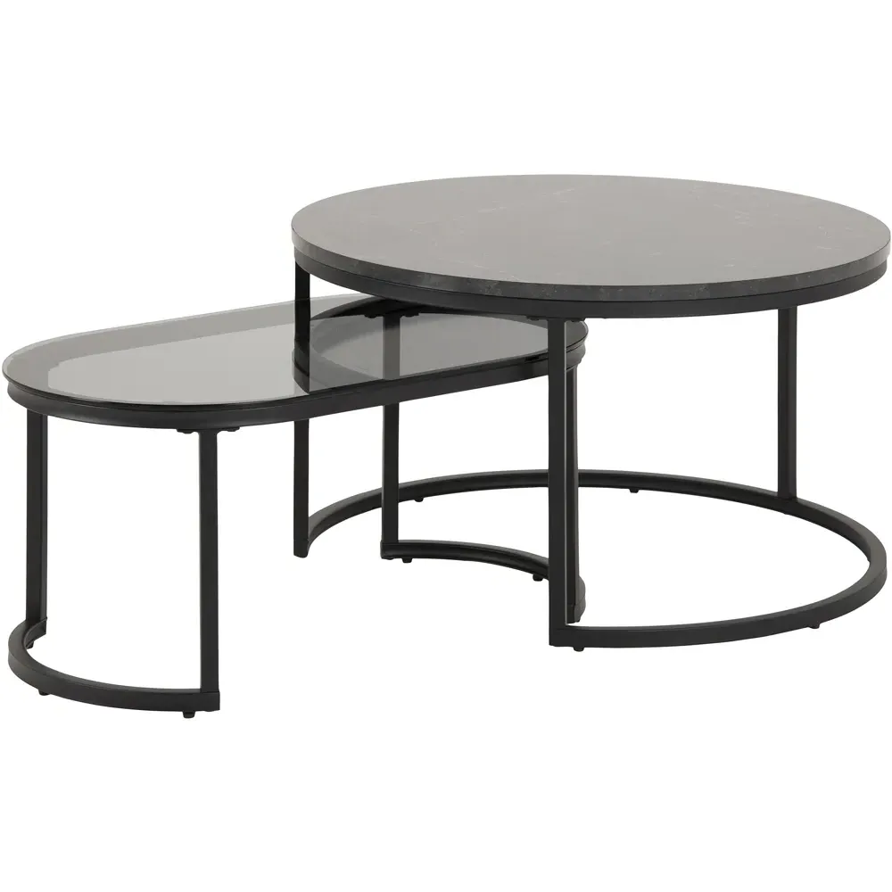 Florence Spiro Nest of Tables Set of 2 - Black, Glass