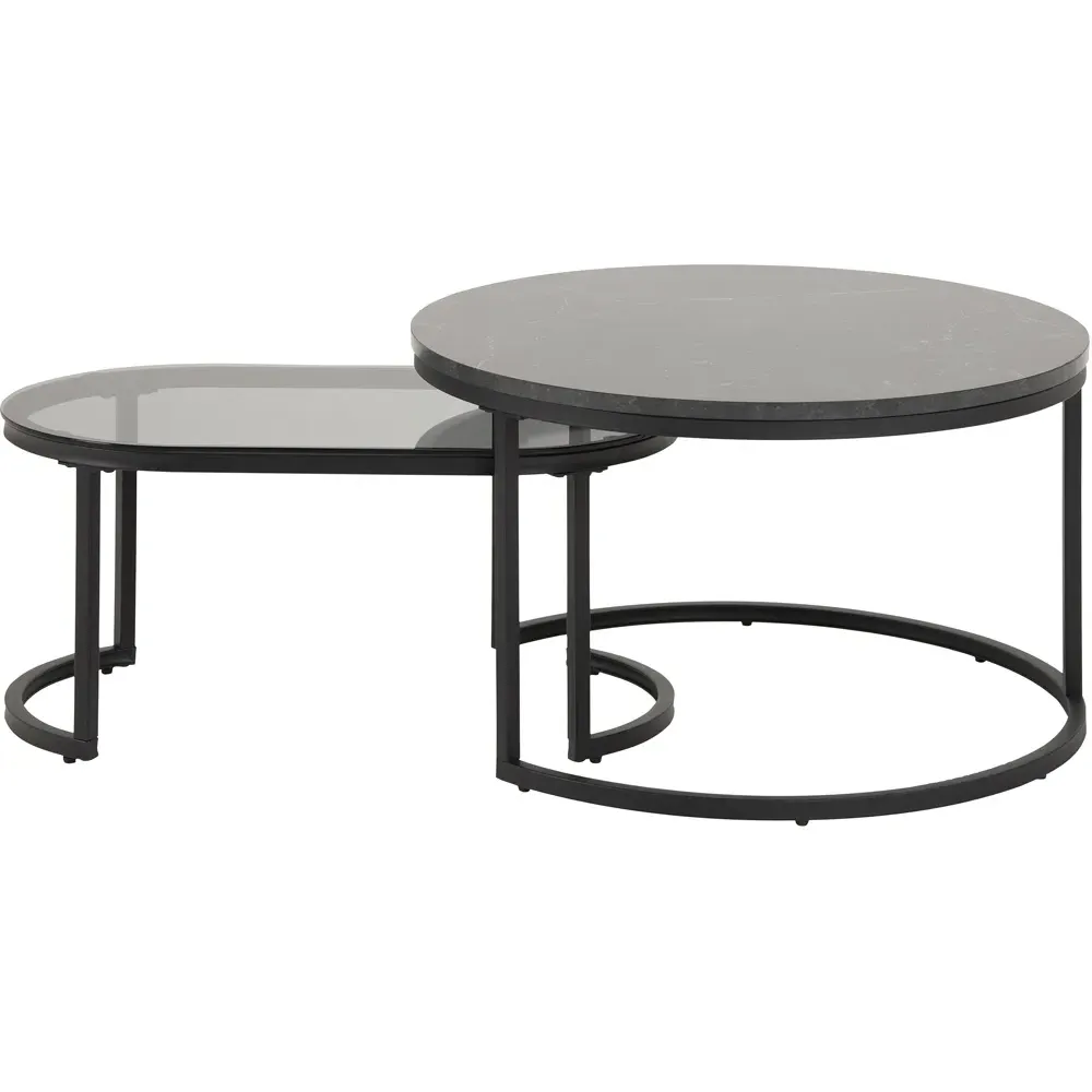 Florence Spiro Nest of Tables Set of 2 - Black, Glass