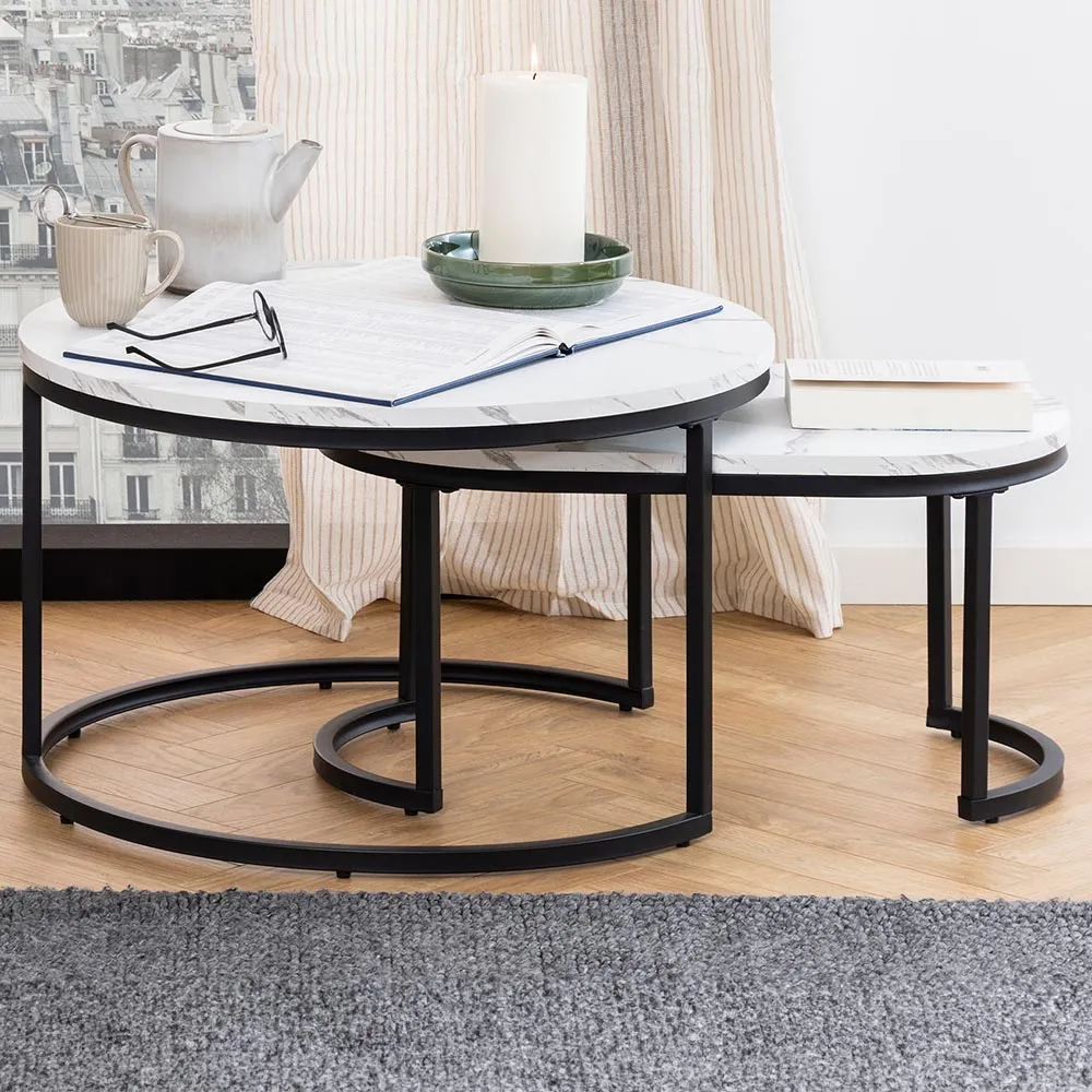 Florence Spiro Nest of Tables Set of 2 - White, Melamine