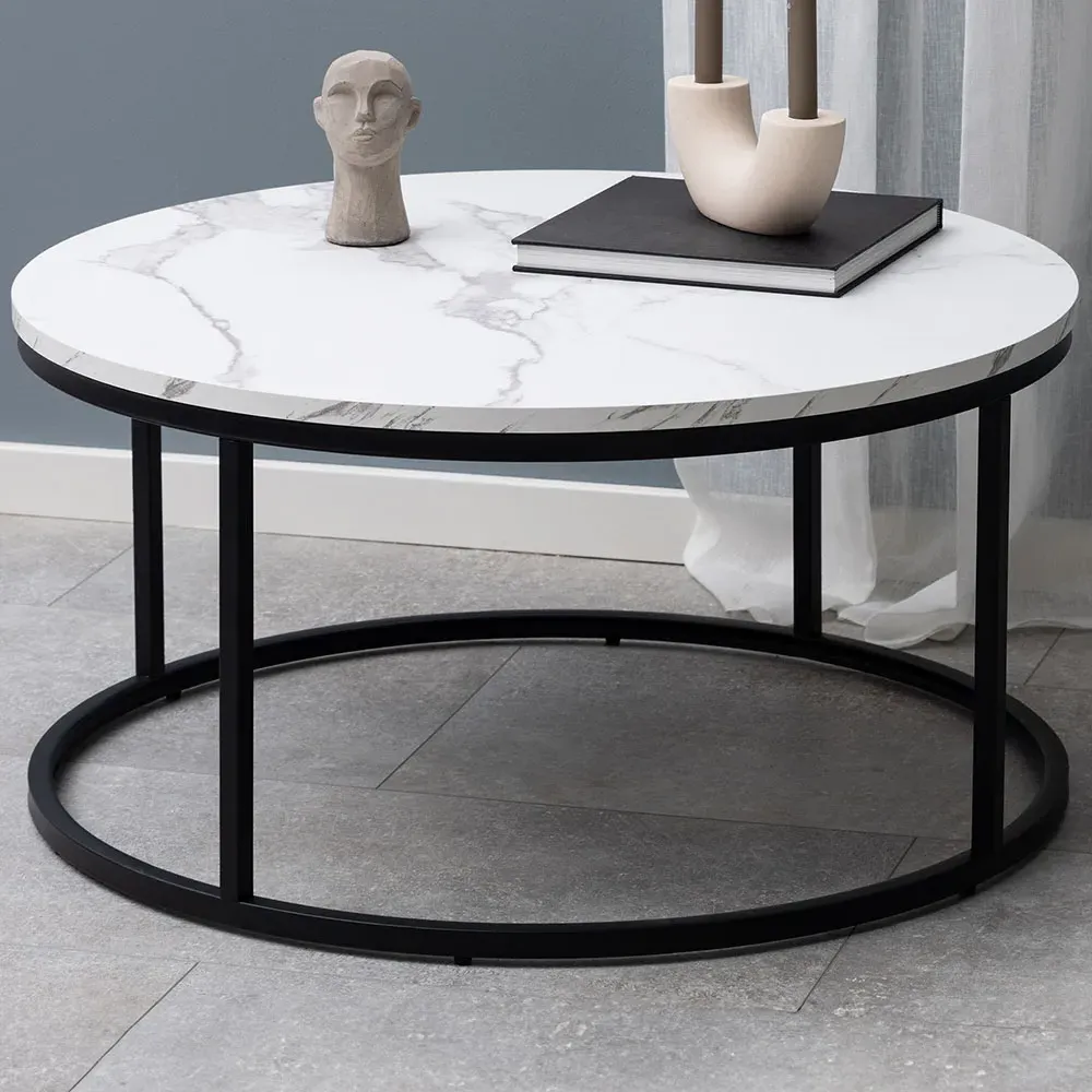 Florence Spiro Round Coffee Table - White, Melamine