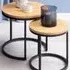 Florence Spiro Round Nest of Tables Set of 2 - Brown, Oak