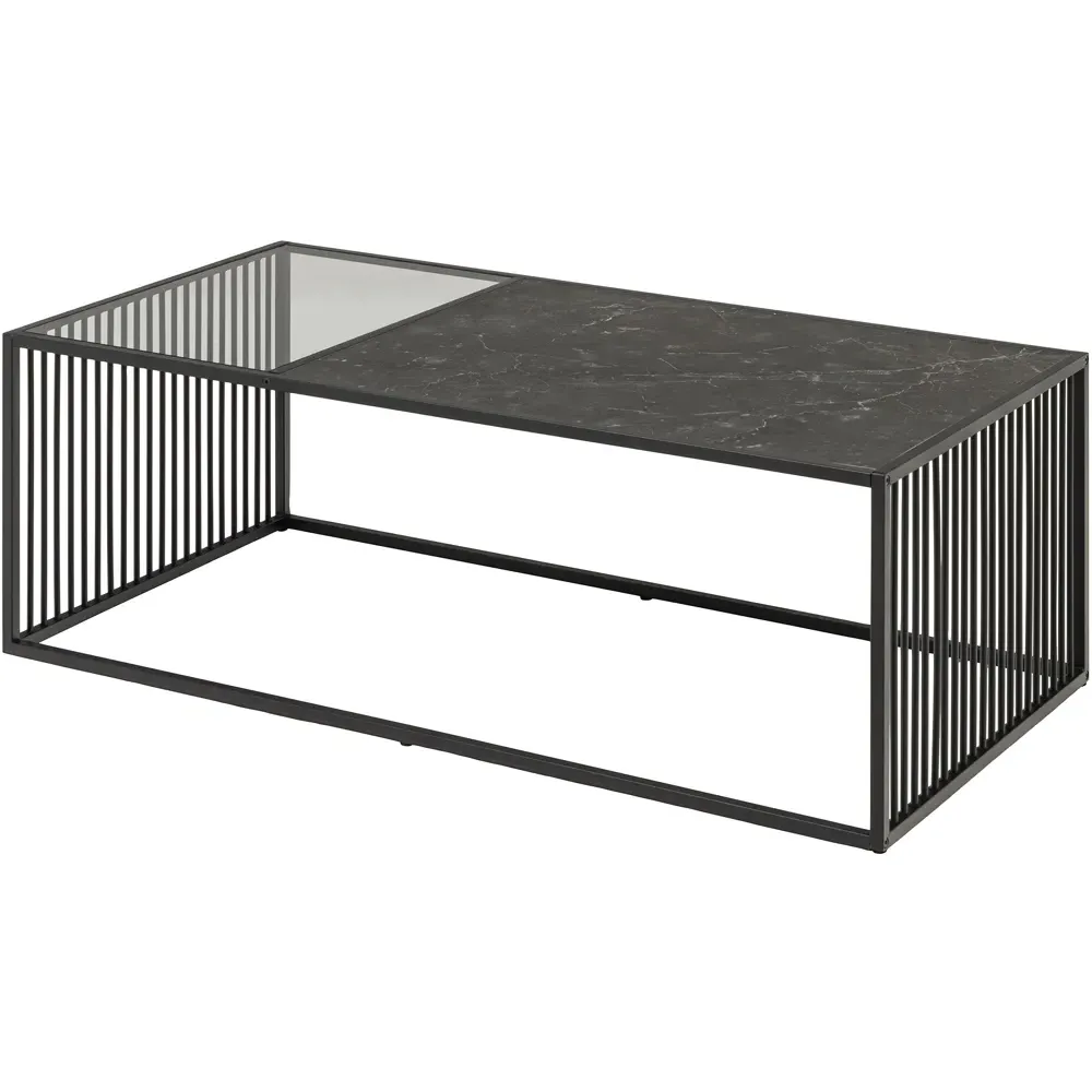 Florence Strington Rectangular Coffee Table - Black