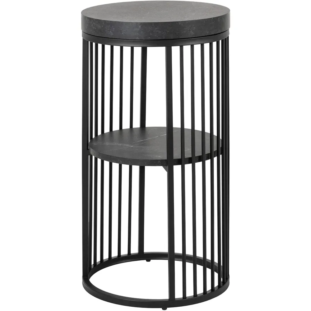 Florence Strington Round Bedside Table - Black