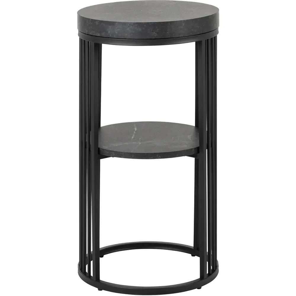 Florence Strington Round Bedside Table - Black