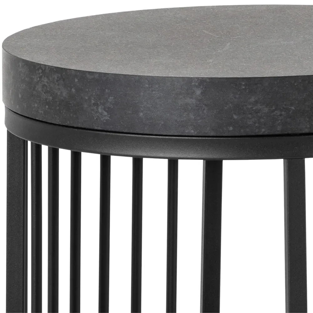 Florence Strington Round Bedside Table - Black