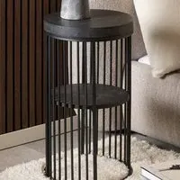 Florence Strington Round Bedside Table - Black