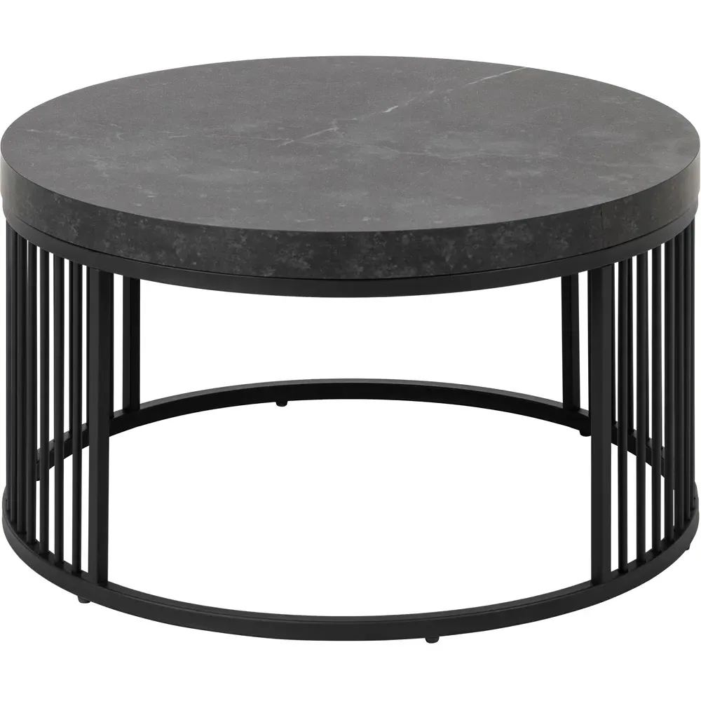 Florence Strington Round Coffee Table - Black