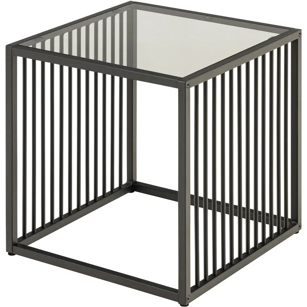 Florence Strington Side Table with Glass Top - Black