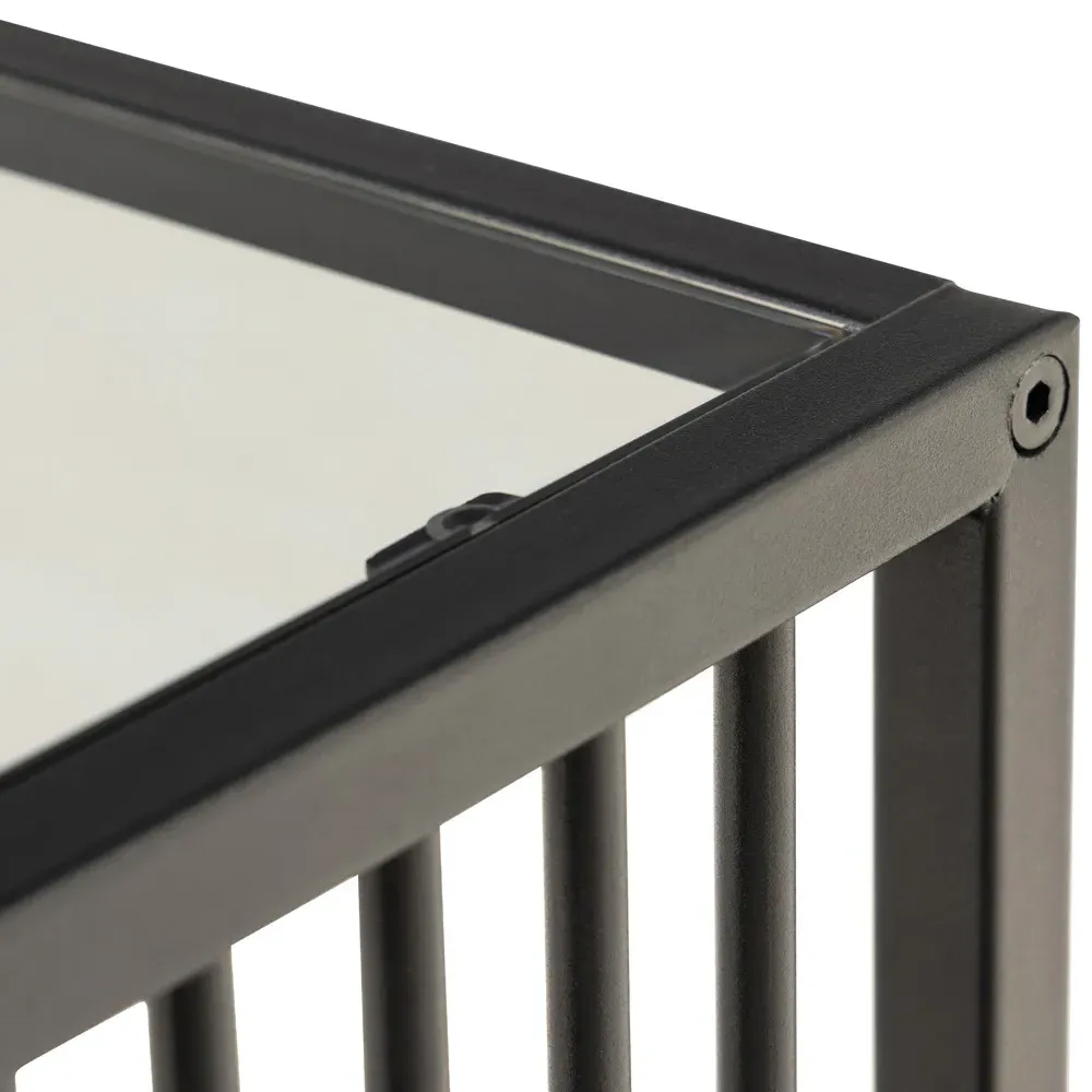 Florence Strington Side Table with Glass Top - Black