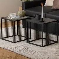 Florence Strington Side Table with Glass Top - Black