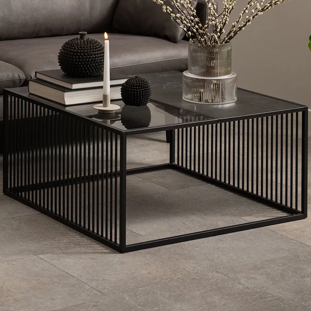 Florence Strington Square Coffee Table - Black