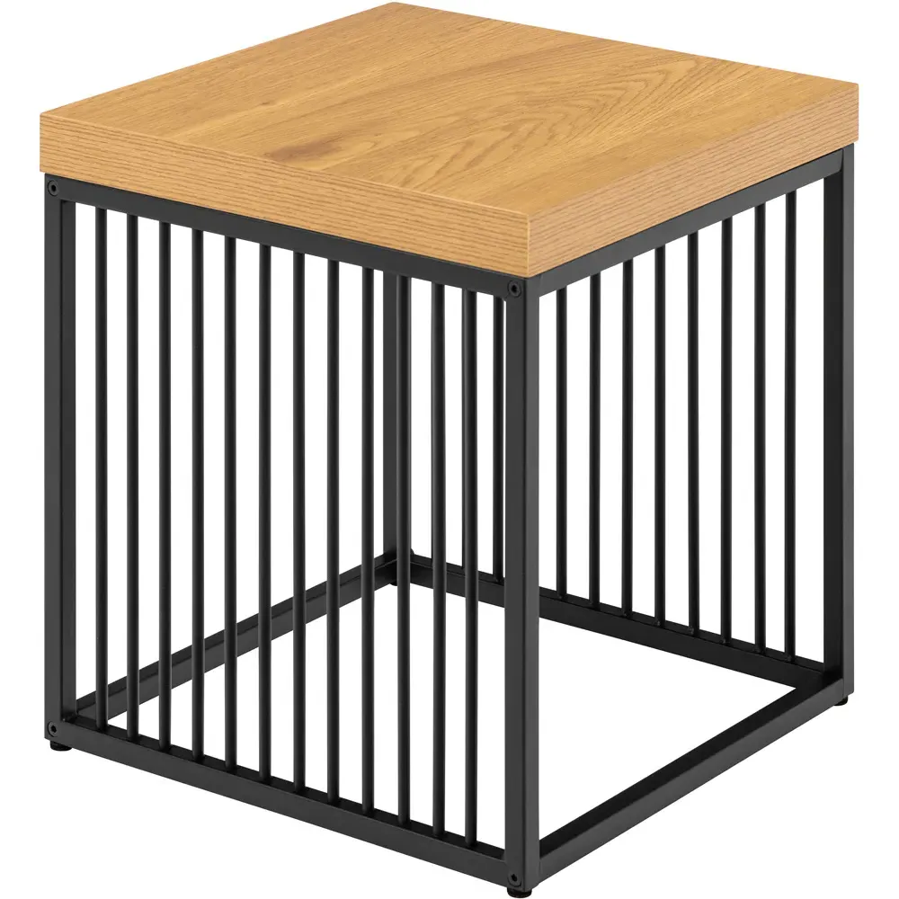 Florence Strington Square Side Table - Black, Oak