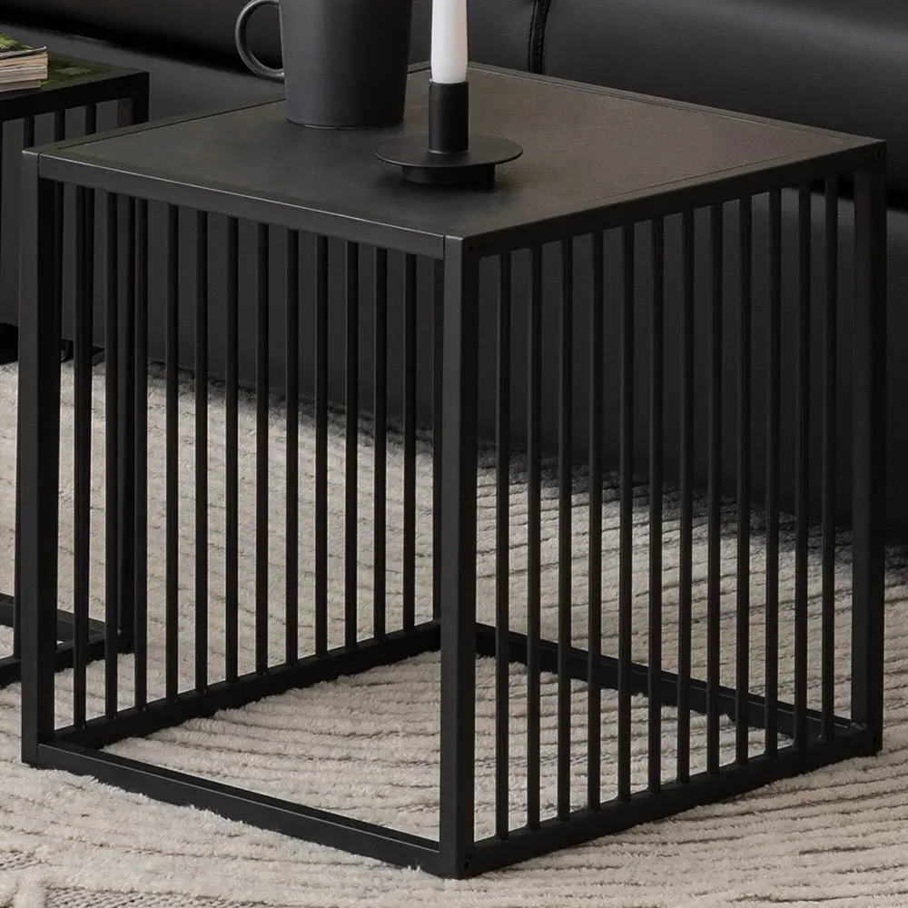 Florence Strington Square Side Table - Black