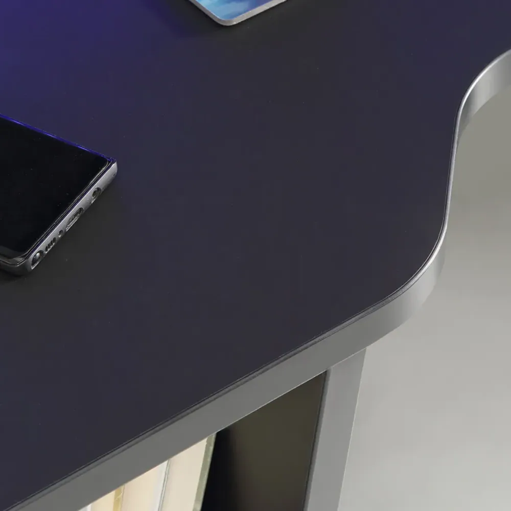 Florence Tezaur 3 Shelf Gaming Desk with LED - Black