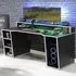Florence Tezaur 4 Shelf Gaming Desk with LED - Black