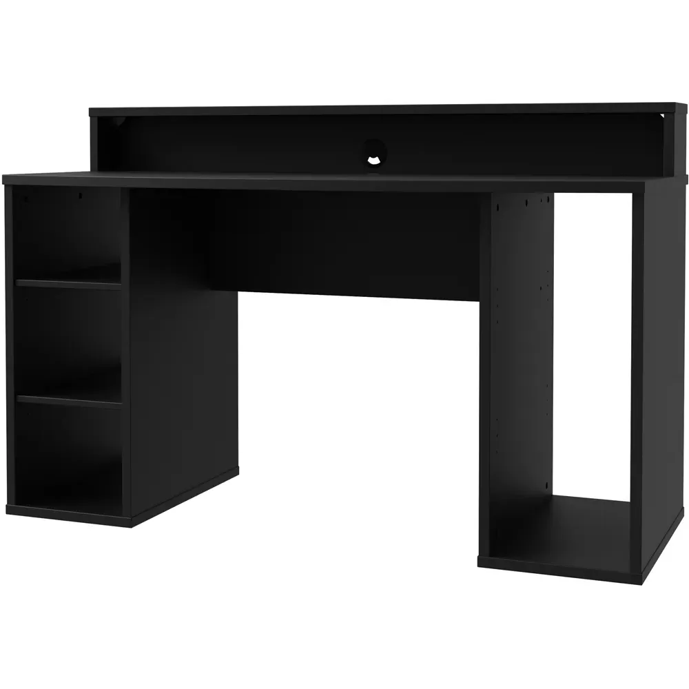 Florence Tezaur 4 Shelf Gaming Desk with LED - Black