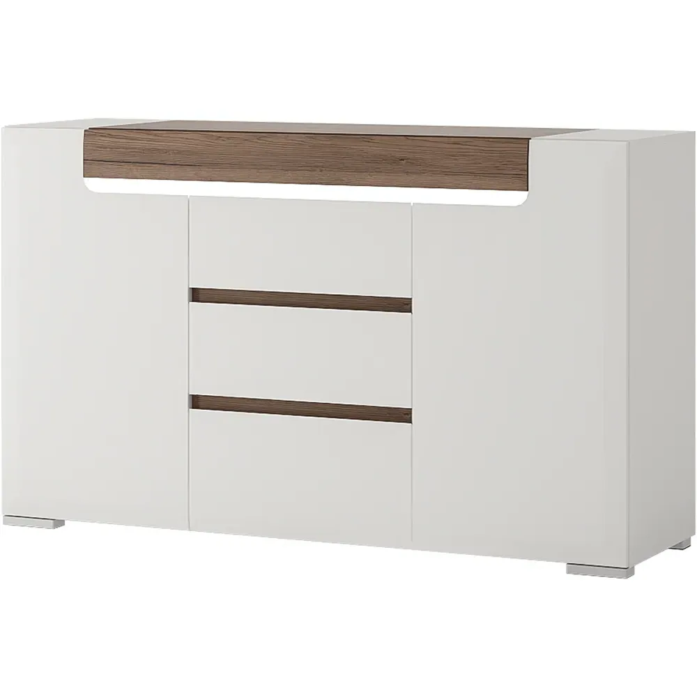 Florence Toronto 2 Door 3 Drawer Sideboard - White, High Gloss