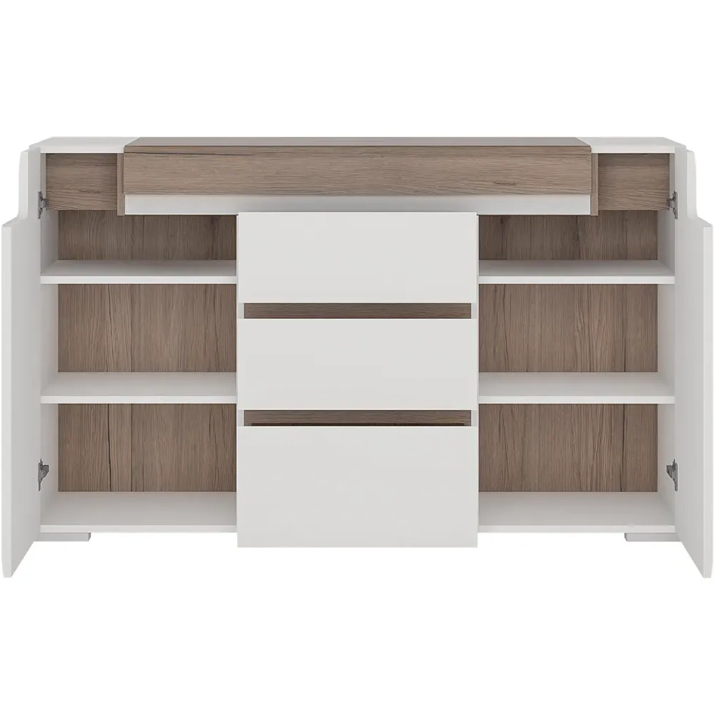 Florence Toronto 2 Door 3 Drawer Sideboard - White, High Gloss