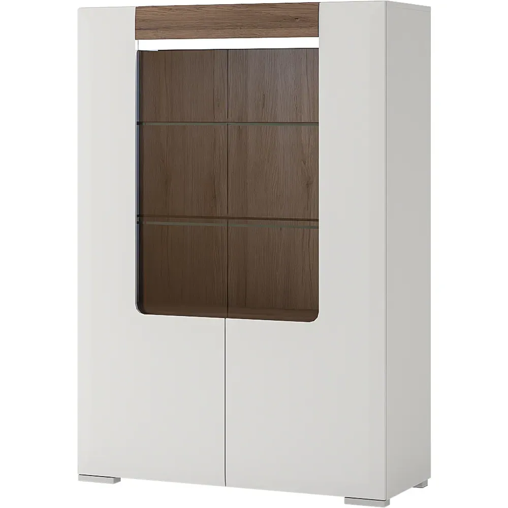 Florence Toronto 2 Door Glazed Display Cabinet - White, High Gloss