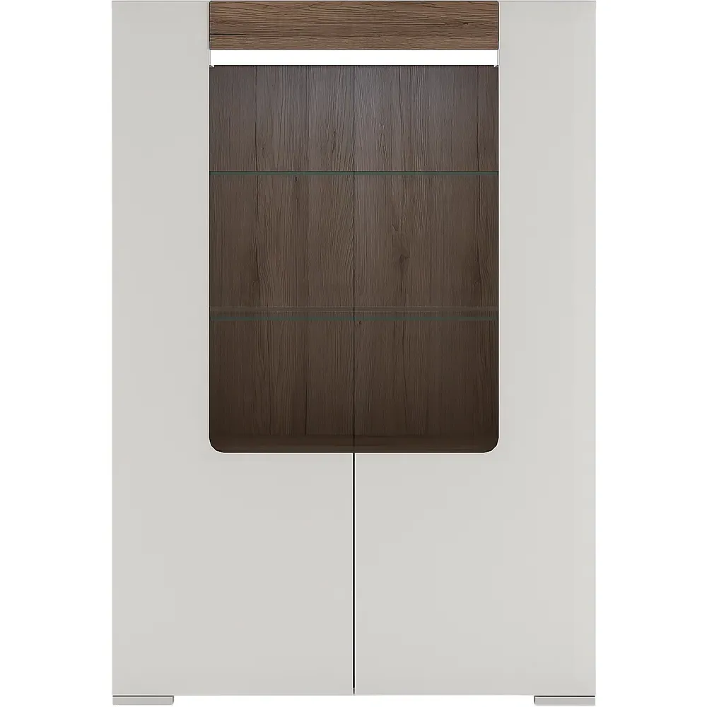 Florence Toronto 2 Door Glazed Display Cabinet - White, High Gloss