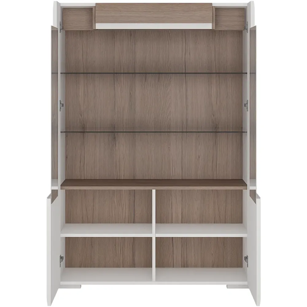 Florence Toronto 2 Door Glazed Display Cabinet - White, High Gloss