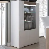 Florence Toronto 2 Door Glazed Display Cabinet - White, High Gloss