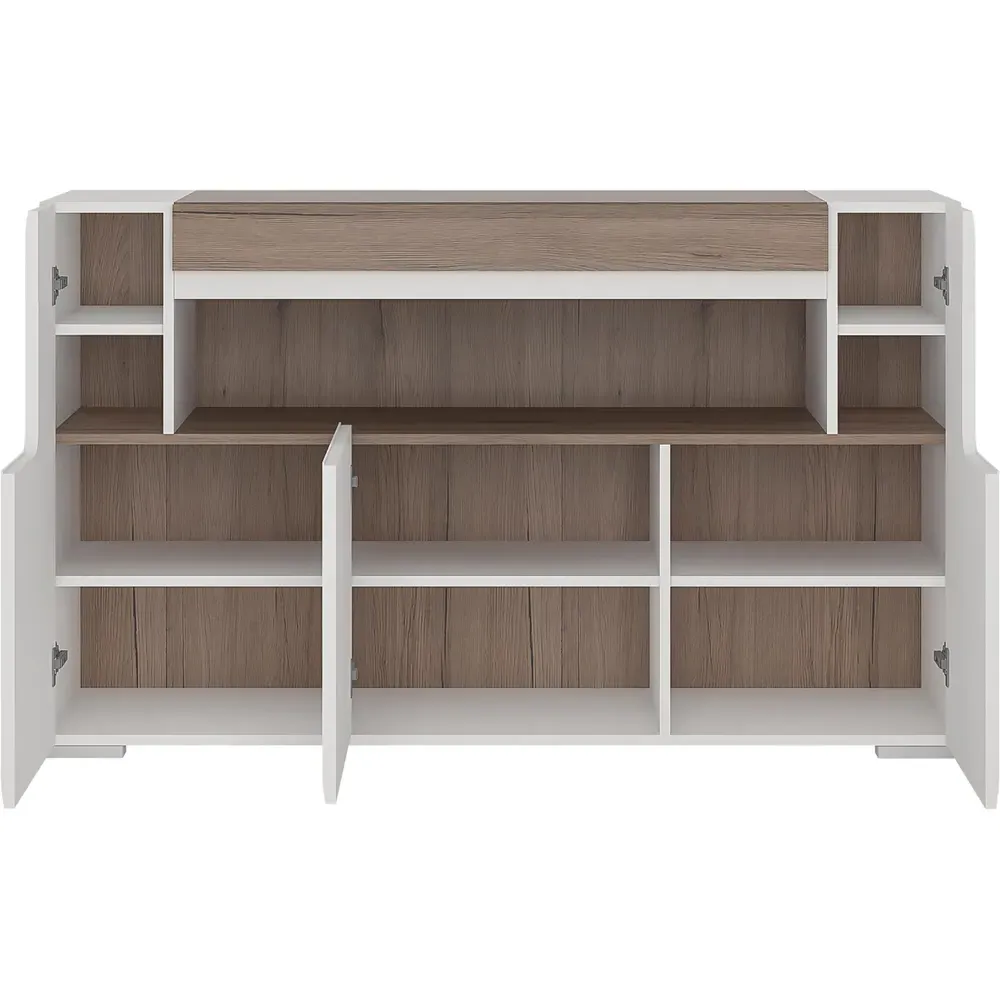 Florence Toronto 3 Door Sideboard with Lighting - White, Oak