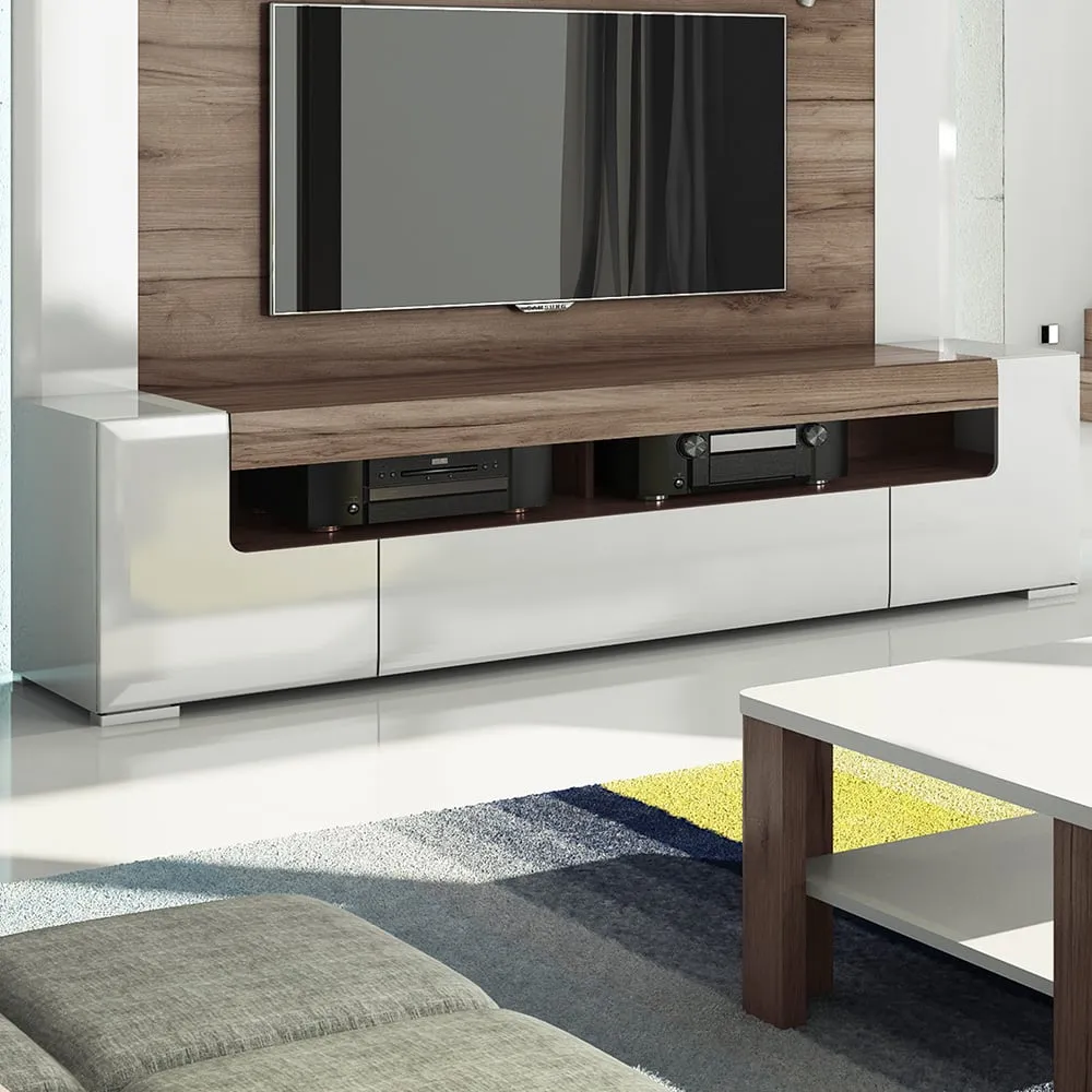 Florence Toronto Wide 2 Door TV Unit - White, High Gloss
