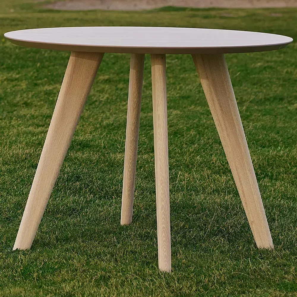 Florence Townsville 4 Seater Round Dining Table - White, Oak image