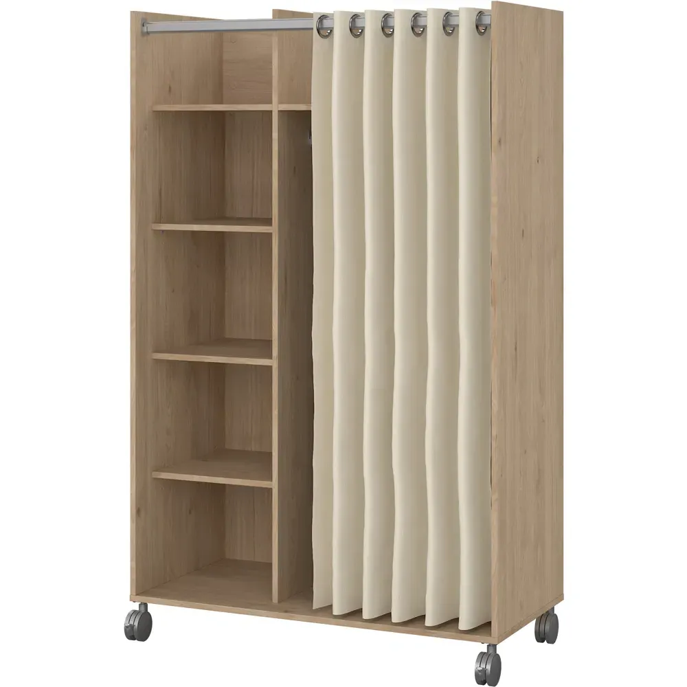 Florence Uppsala 6 Shelf Mobile Wardrobe - Jackson Hickory Oak