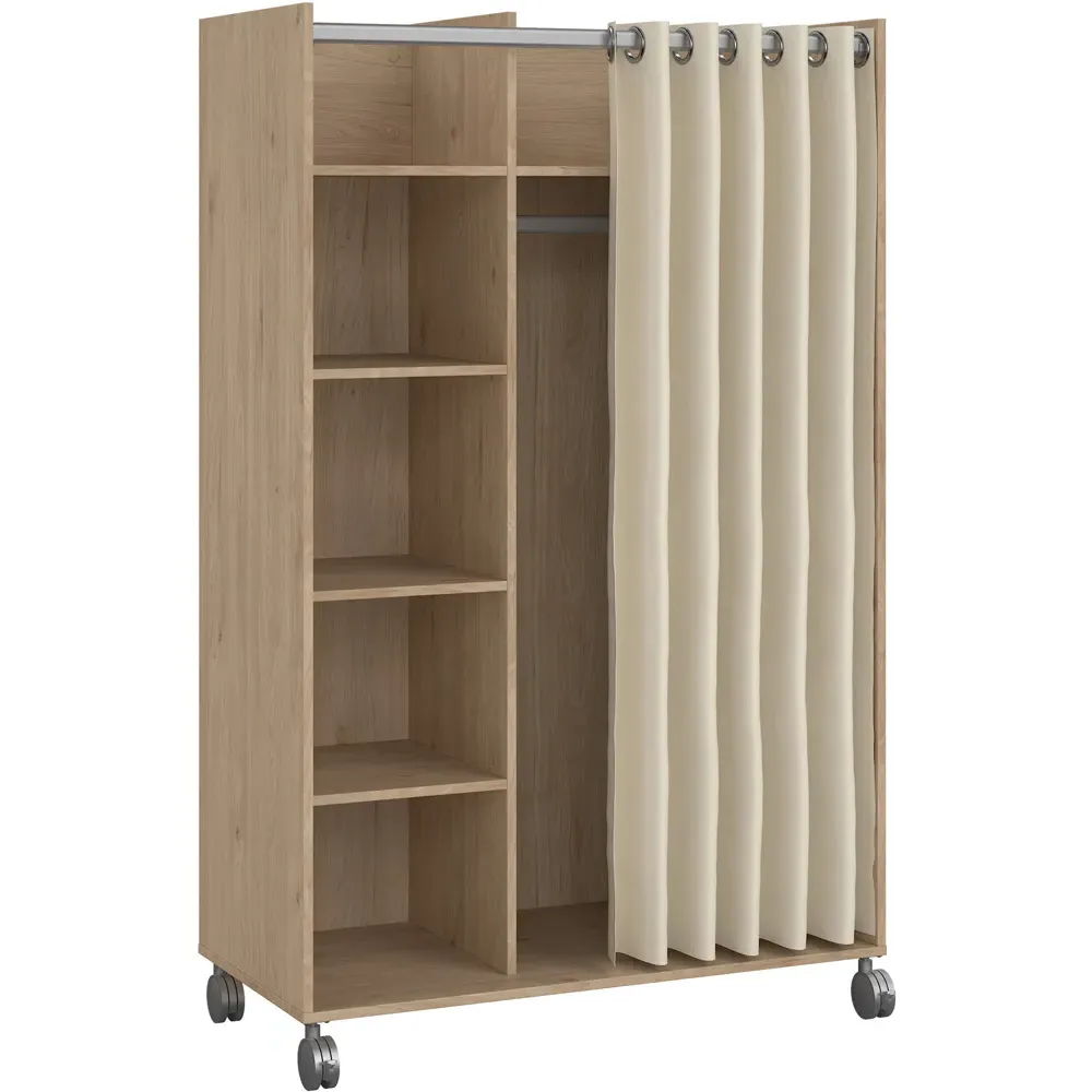 Florence Uppsala 6 Shelf Mobile Wardrobe - Jackson Hickory Oak