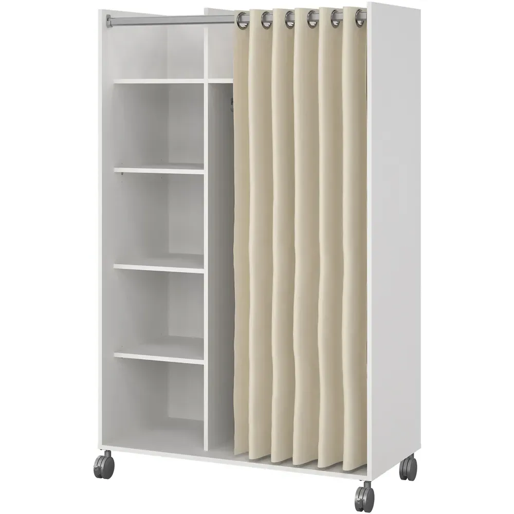 Florence Uppsala 6 Shelf Mobile Wardrobe - White