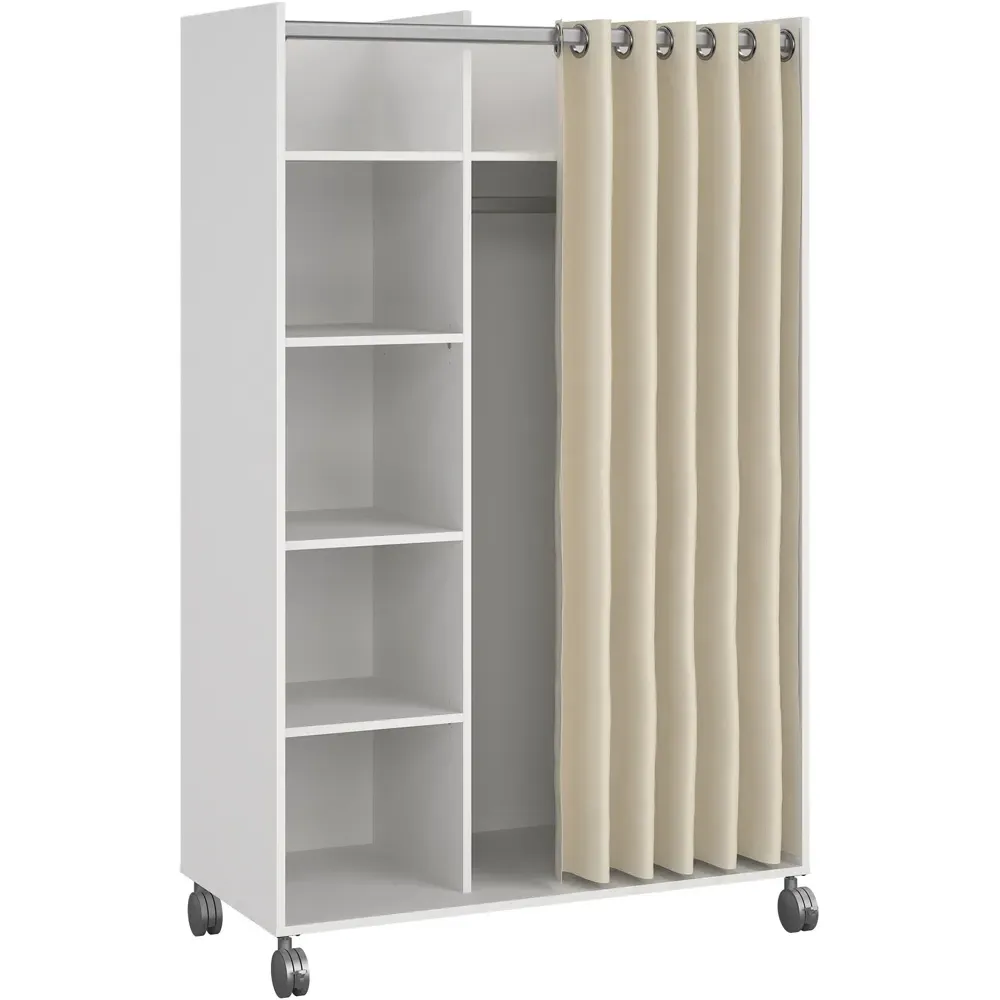 Florence Uppsala 6 Shelf Mobile Wardrobe - White