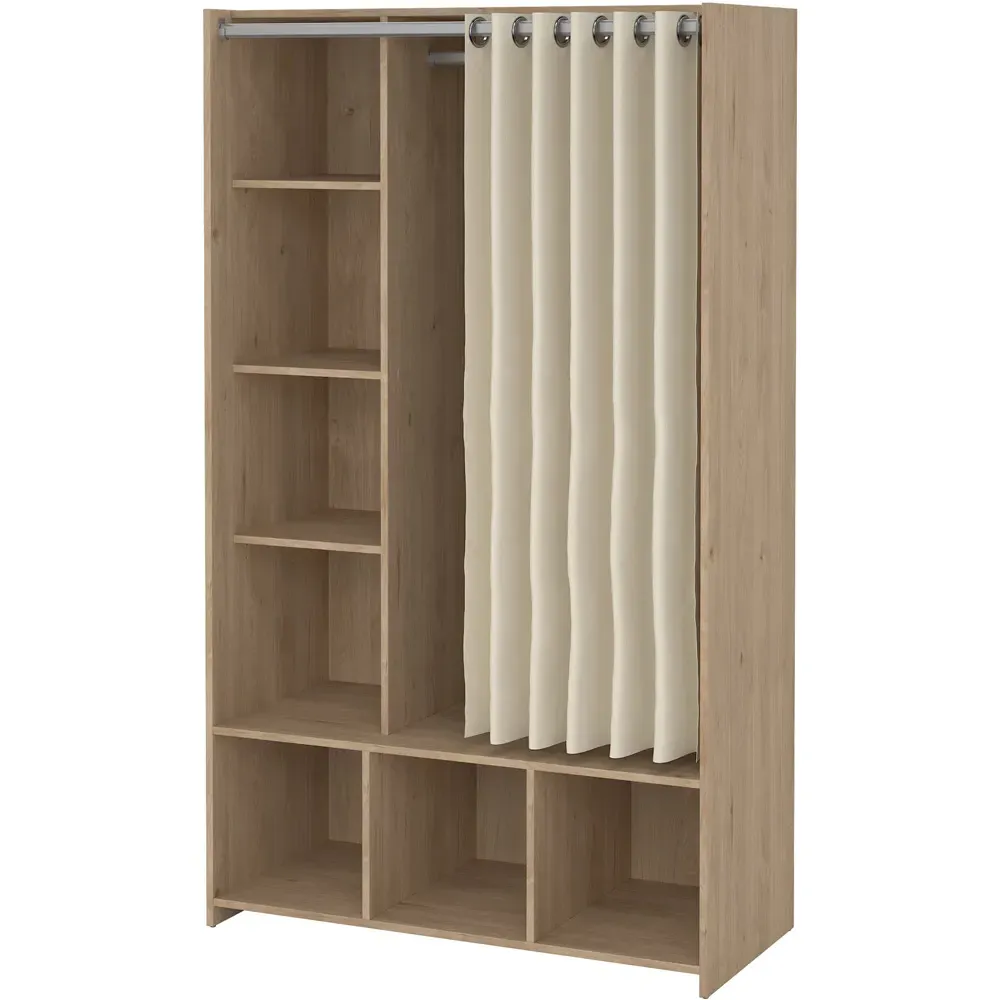 Florence Uppsala 7 Shelf Open Wardrobe with Curtain - Brown