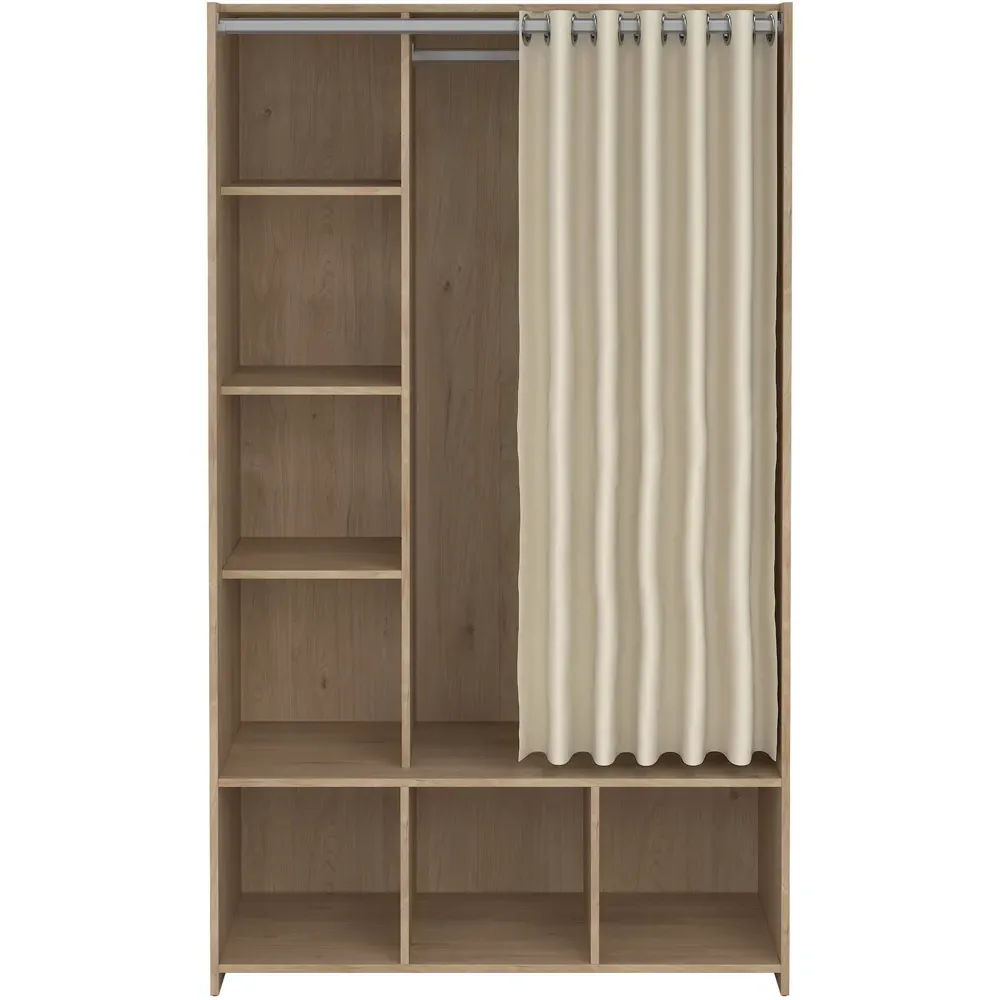 Florence Uppsala 7 Shelf Open Wardrobe with Curtain - Brown