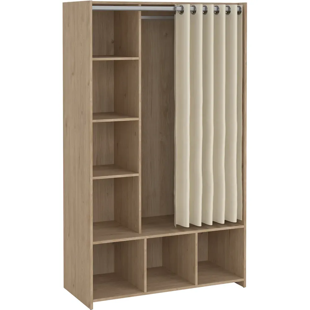 Florence Uppsala 7 Shelf Open Wardrobe with Curtain - Brown
