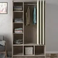 Florence Uppsala 7 Shelf Open Wardrobe with Curtain - Brown