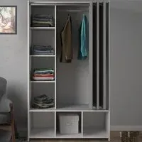Florence Uppsala 7 Shelf Open Wardrobe with Curtain - White