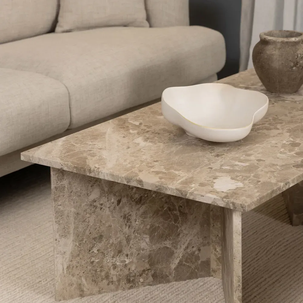 Florence Vega Rectangular Coffee Table - Brown, Marble