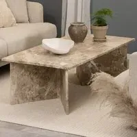 Florence Vega Rectangular Coffee Table - Brown, Marble