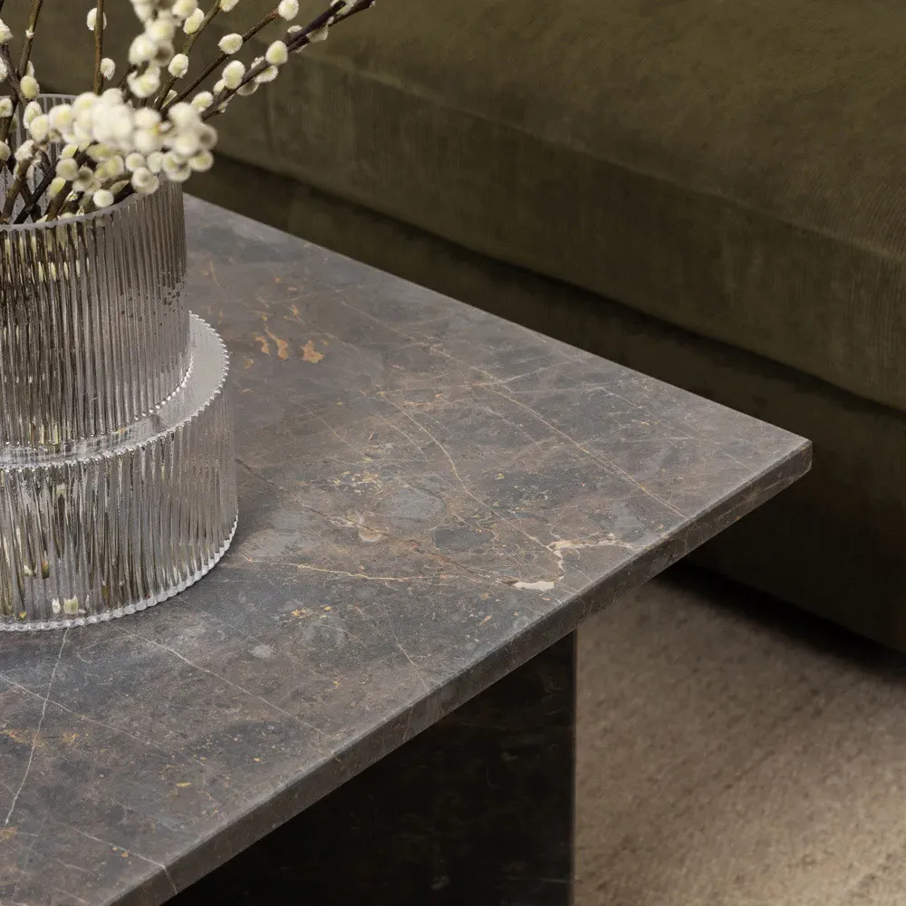 Florence Vega Rectangular Coffee Table - Grey, Marble