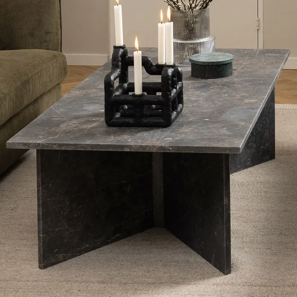 Florence Vega Rectangular Coffee Table - Grey, Marble