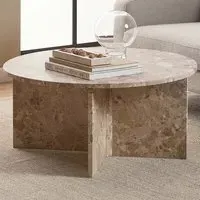 Florence Vega Round Coffee Table - Brown, Marble