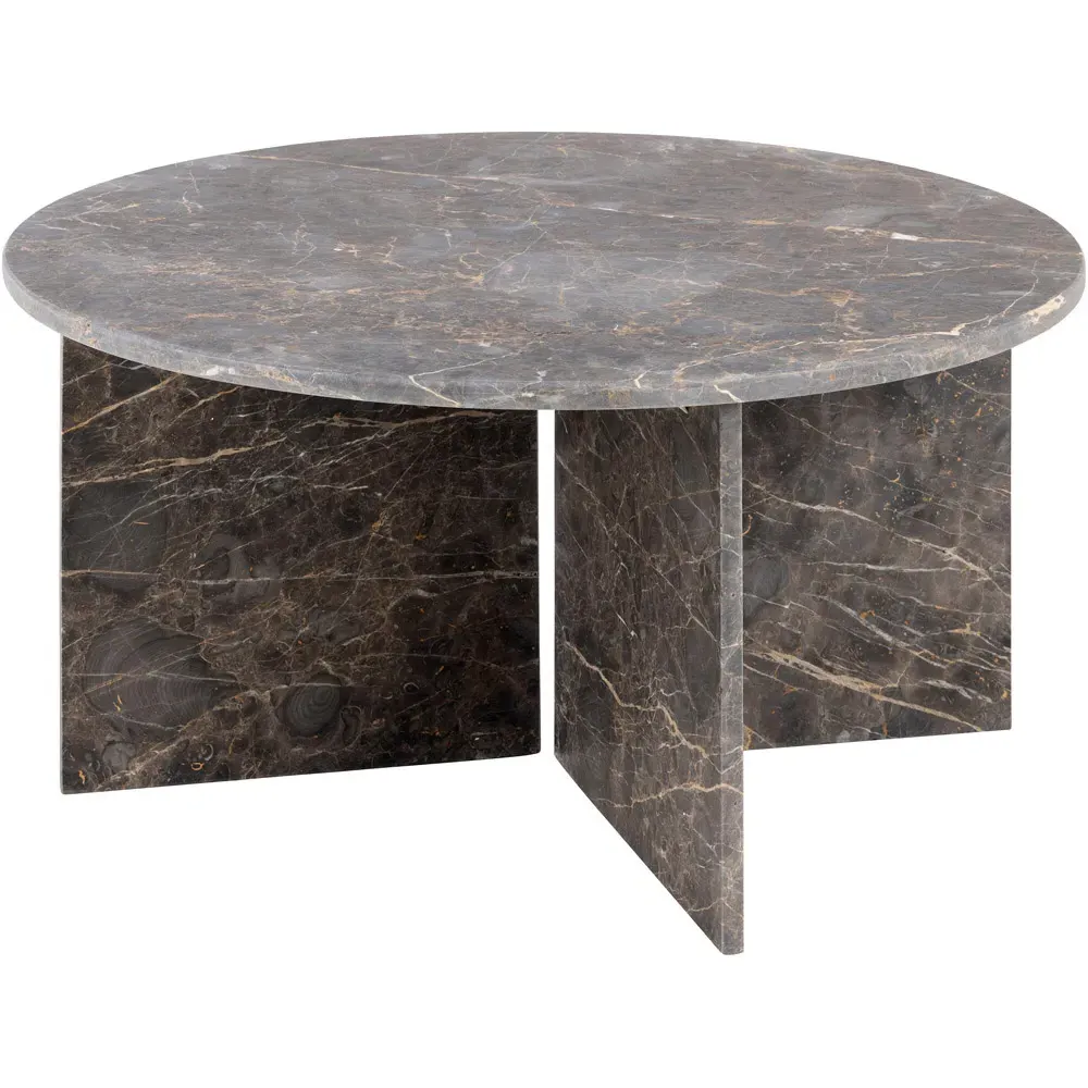 Florence Vega Round Coffee Table - Grey, Marble