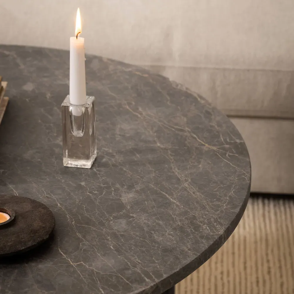 Florence Vega Round Coffee Table - Grey, Marble