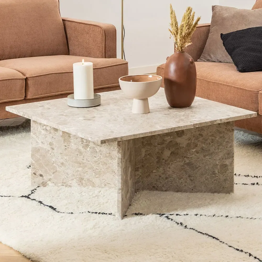 Florence Vega Square Coffee Table - Brown, Marble