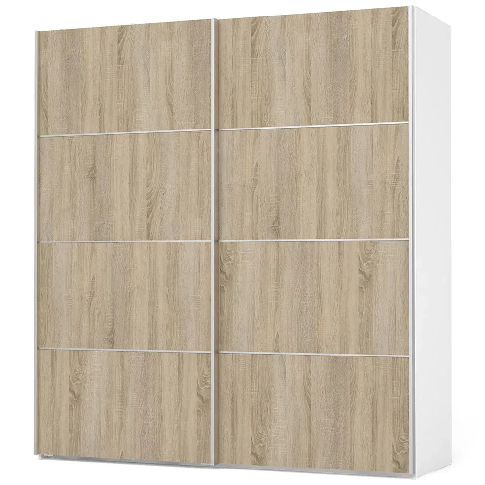Florence Verona 2 Door Sliding Wardrobe - White, Oak