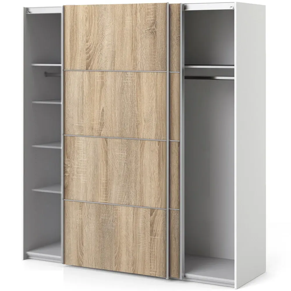 Florence Verona 2 Door Sliding Wardrobe - White, Oak