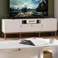 Florence Wensley 2 Door TV Unit with Drawer - Light Grey, Oak