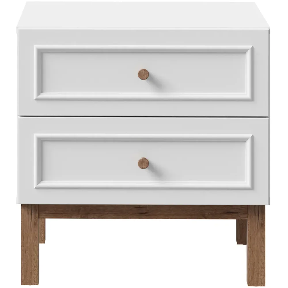 Florence Wensley 2 Drawer Bedside Table - Light Grey, Oak